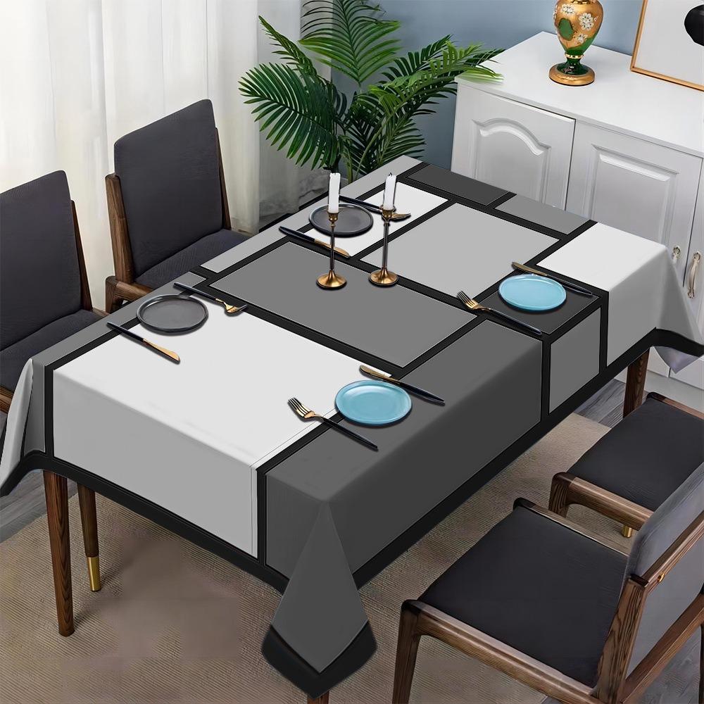 Non-slip Geometric Splicing Tablecloth Modern Simple Style Dining Table Protector Party