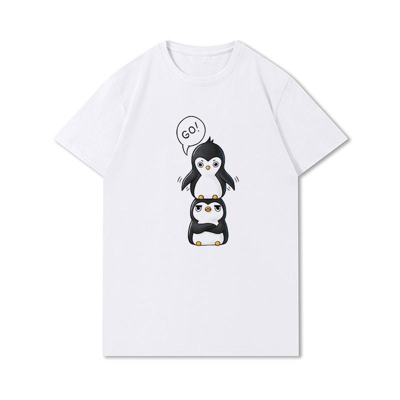 S-3XL 100 mønstre Sommerhvite T-skjorter for kvinner Trykt Uformelle korte ermer Topper O-hals T-skjorter