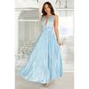 Elegant Solid Color Off-the-shoulder Waist Cinched Pleated Long Maxi Dress, Formal Party Evening Single Shoulder Dress for Women