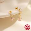 S925 Silver Niche Design Pink Zirconium Five-Petaled Flower Temperament Personality Versatile Fashion Popular Stud Earrings