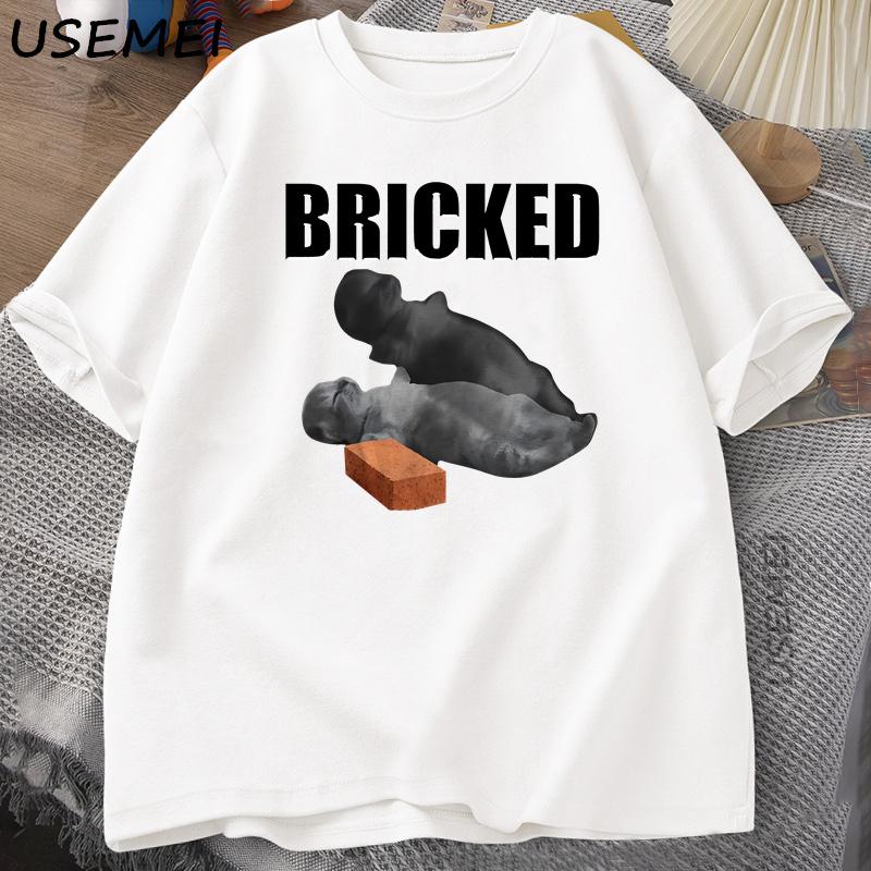 Bricked Funny Cat Knocked Out Tshirt Cat Meme T Shirt Silly Cats Tshirt Summer Unisexs ShortSleeved Cotton Casual TShirt