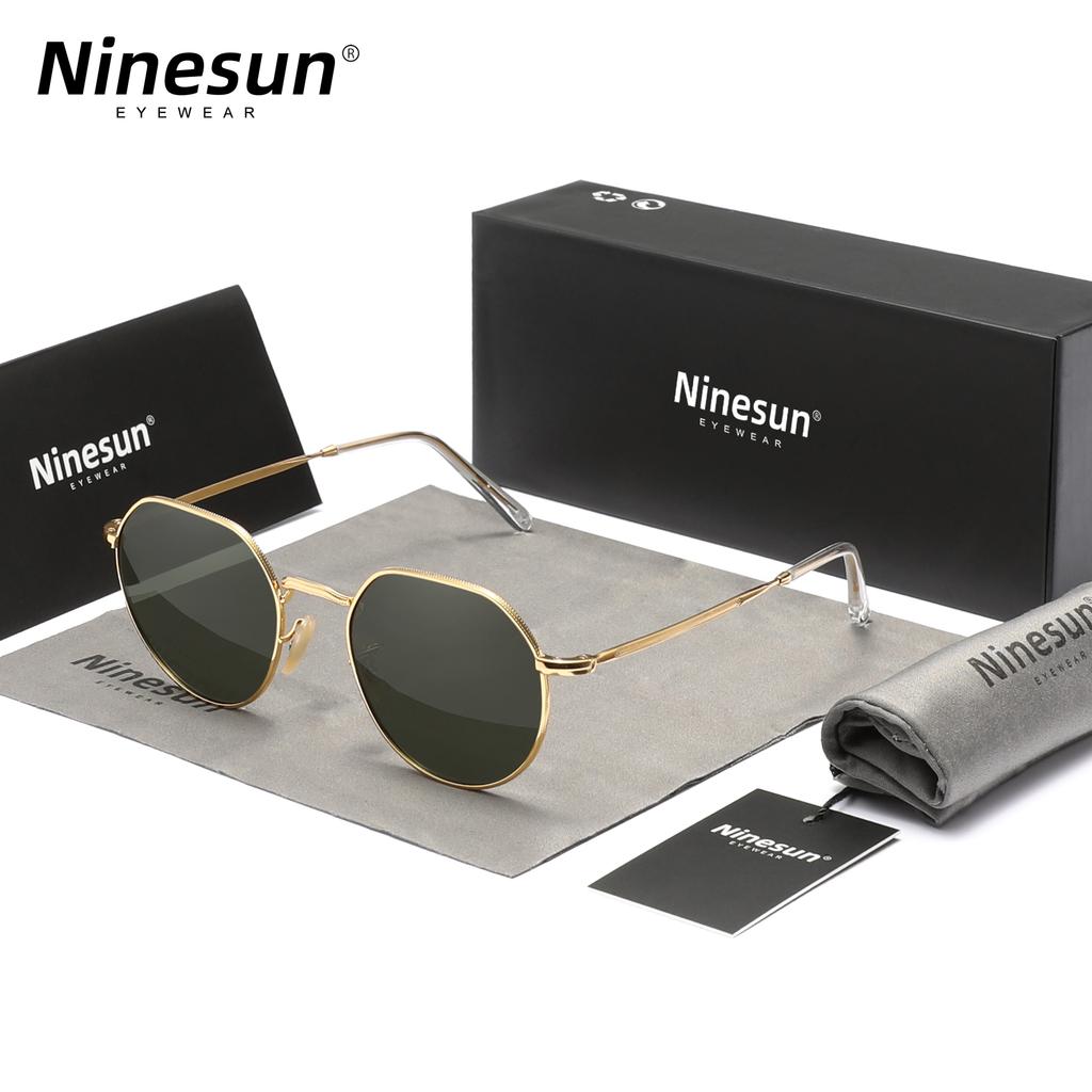 NINESUN New Polarized Sunglasses For Men Women Retro UV400 Round Alloy Frame Anti-reflection Glassses Luxury Eyewear