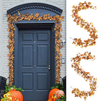 Fall Maple Frostleaf Red Vine Leaf Pendant- 6.5ft/Piece Artificial Fall Foliage Garland Thanksgiving Decor For Home Wedding Party Christmas
