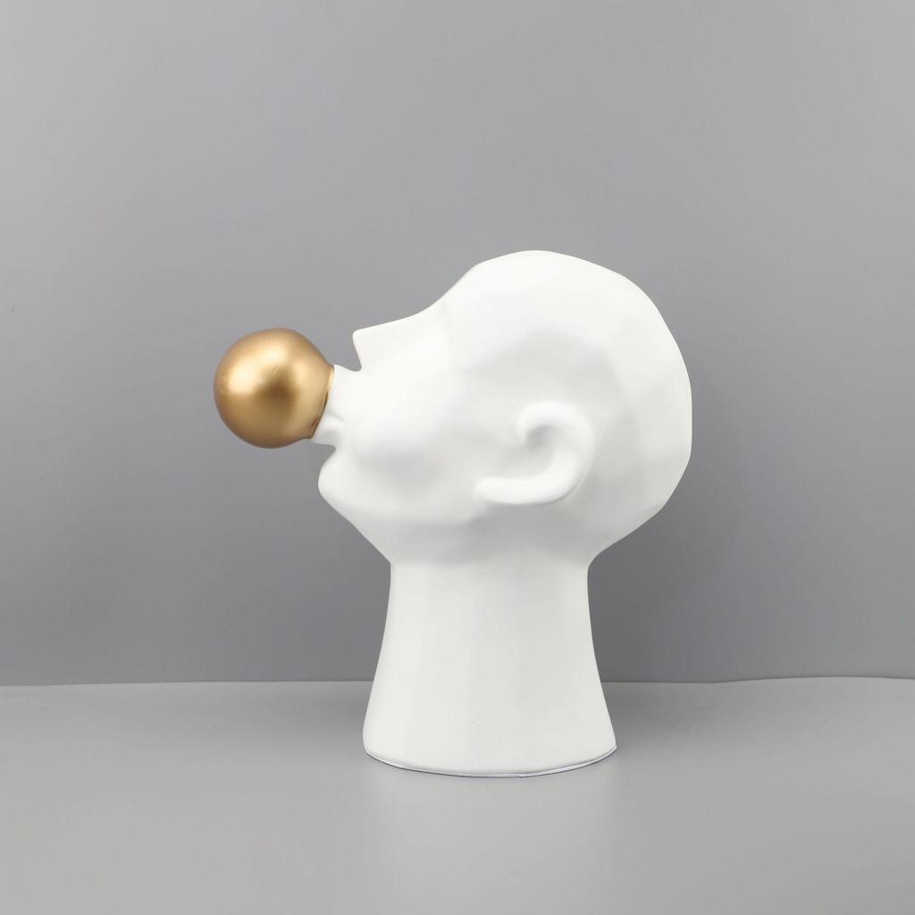 Minimalist Resin Bubble-Blowing Boy Figure for Home Décor