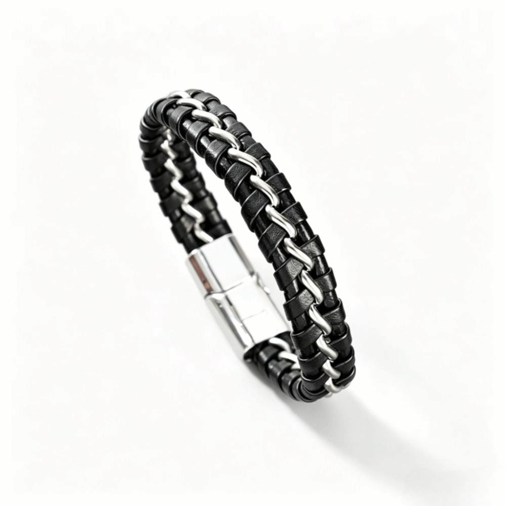 Cross Leather Bracelet Braided Leather Bangle Personality Men's Cross Bracelet  Gift
