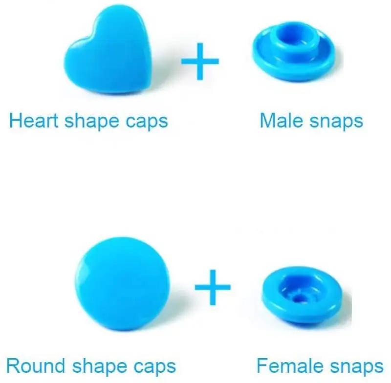 25Set T5 Plastic Heart Shape Snap Buttons12Mm Fasteners Quilt Cover Sheet Button For Scrapbooking Crafts Clothes Clip Accessorie