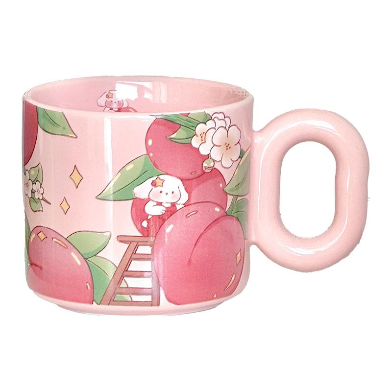 High-Value Cartoon Ceramic Cup With Lid Household Cute Couple Coffee Cup Creative Souvenir