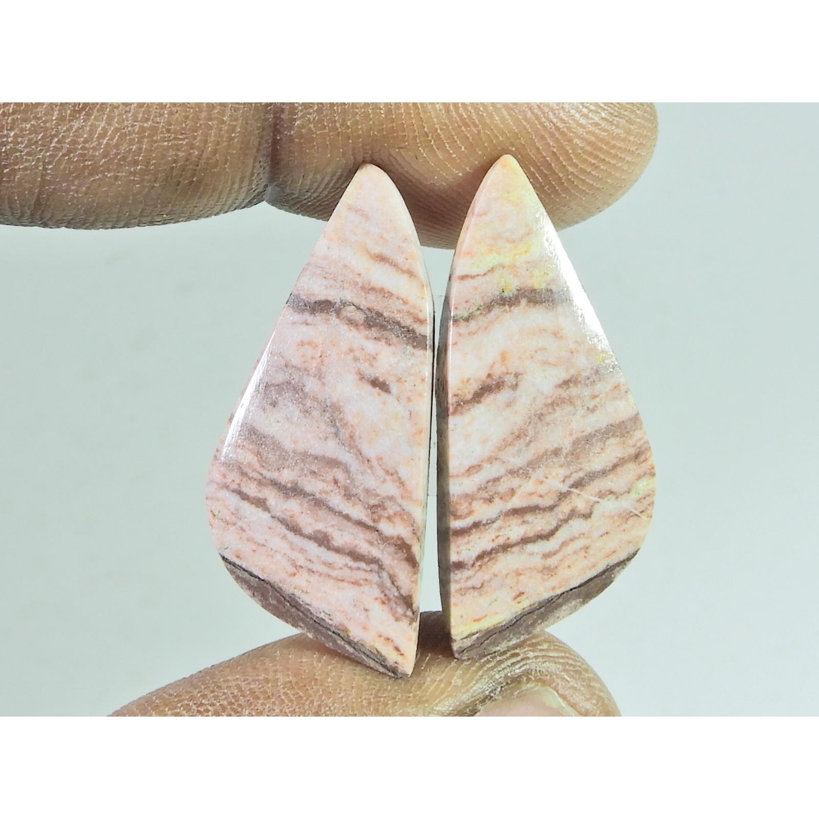 13X31X07 MM Natural Zebra Jasper Matched Pair Fancy Cabochon Loose Gemstone B-257
