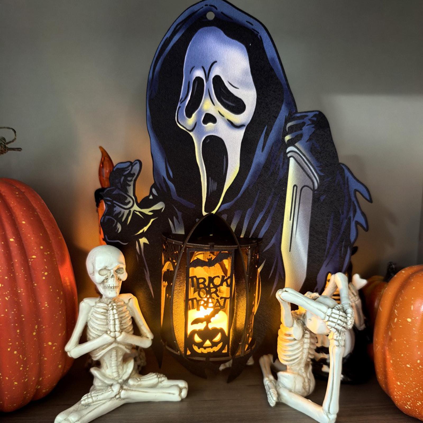 

Креативный Хэллоуинский деревянный вырезанный с подсветкой, подвесками-пауками, подставками для дисплея и маленькими ночниками. One Size