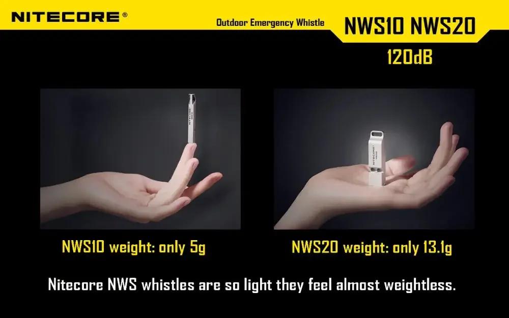 NITECORE Titanium Safety Alarm NWS10 120dB High-Decibel Signal, Wearable Pendant & Key Ring, Survival Tool for Camping Hiking