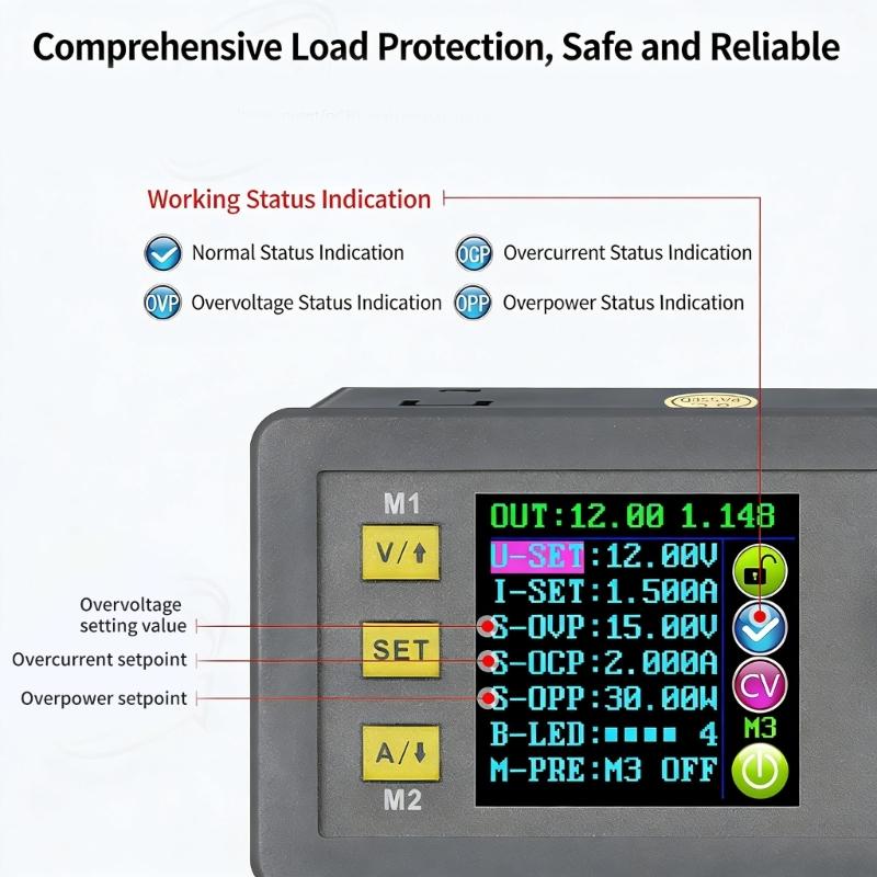 Programmable Power Supply Module 0-32V 3A 96W With Over Voltage Protections And Color LCD Screen For Lab Equipment