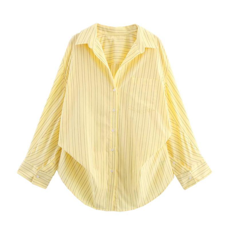 ZA Autumn New Women's Clothing ZR Fashion Wind Export Fashion Stripes Lapel Long Sleeves Shirt 2020458