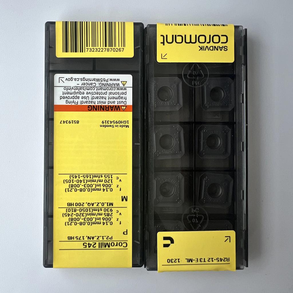 SANDVIK / R245-12T3E-ML 1230 / Industrial indexable Carbide Inserts 10 Pcs
