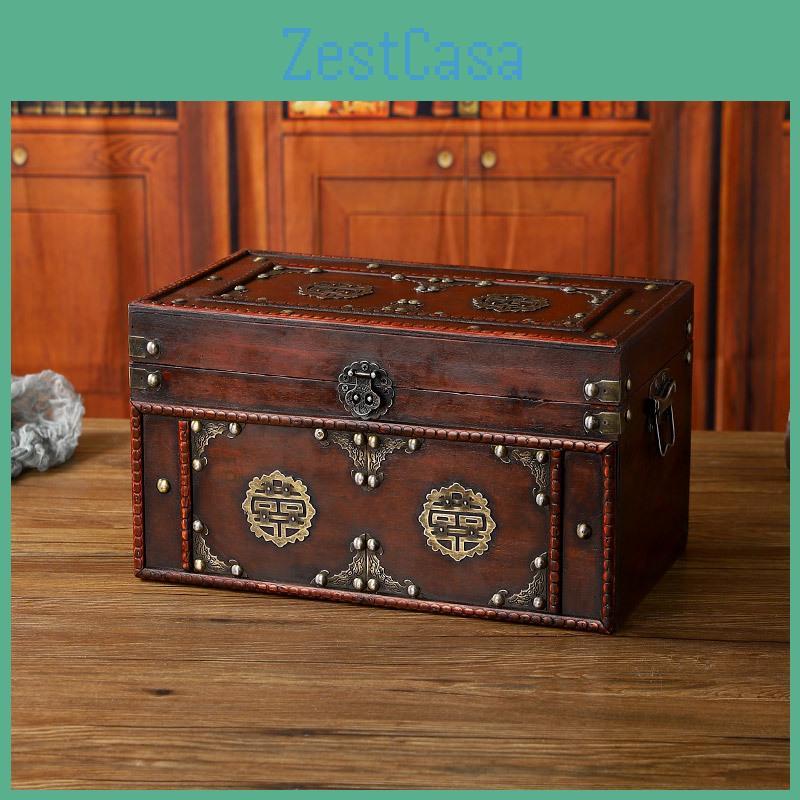 Classic Chinese Retro Wooden Organizer Box For Stationery And Small Accessories