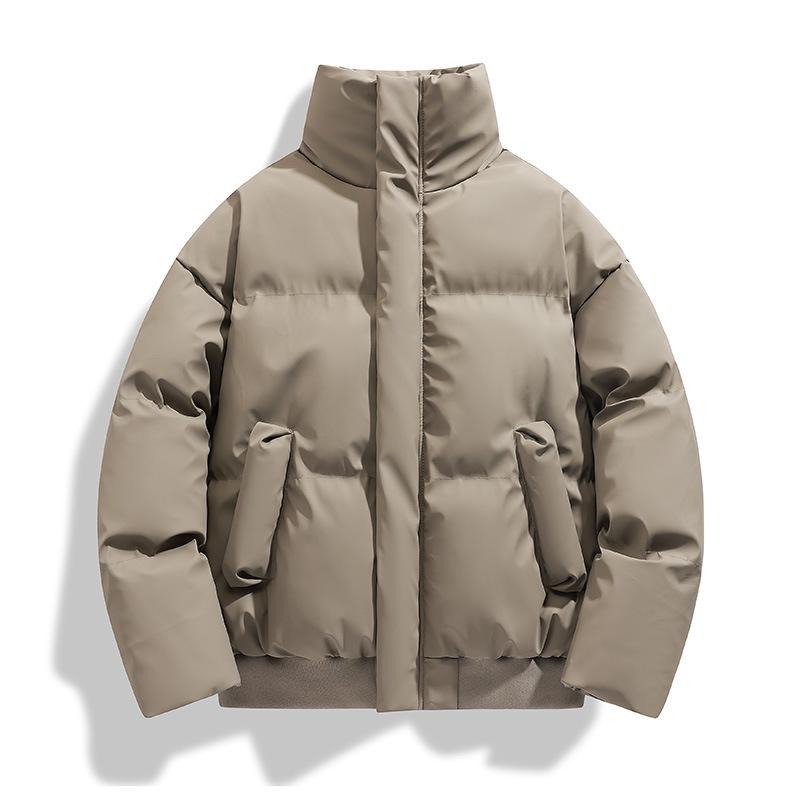 

Men s Autumn Stand Collar Puffer Jacket - Original Cotton Coat in Black/Gray, Cool Biker Leather Style Streetwear. 3XL сірий колір