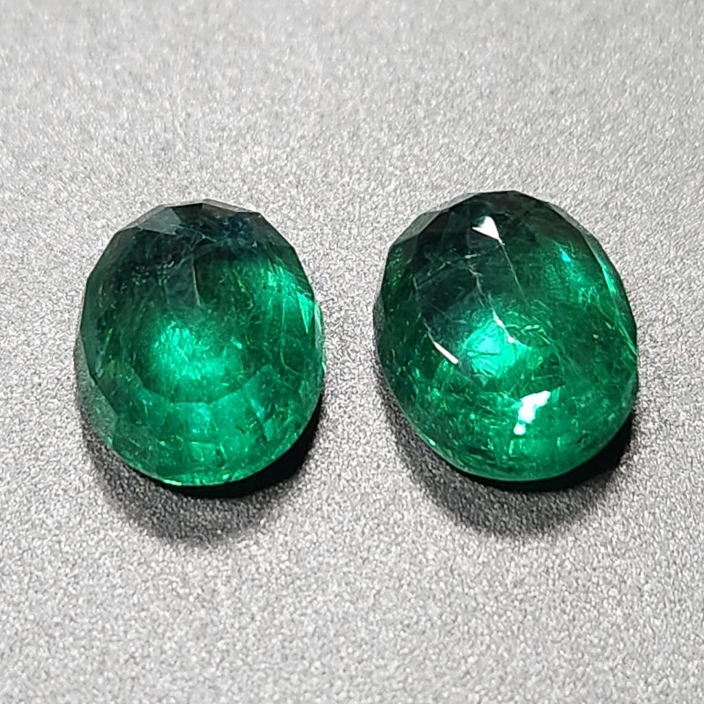 Natural Colombian Emerald Pair 8-10 Ct Loose Gemstone CERTIFIED Oval Shape