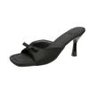 2025 Summer New Solid Square Toe Women's Slipper Elegant Modern Dress Sandals Women with Butterfly-knot Thin Heels Slippers