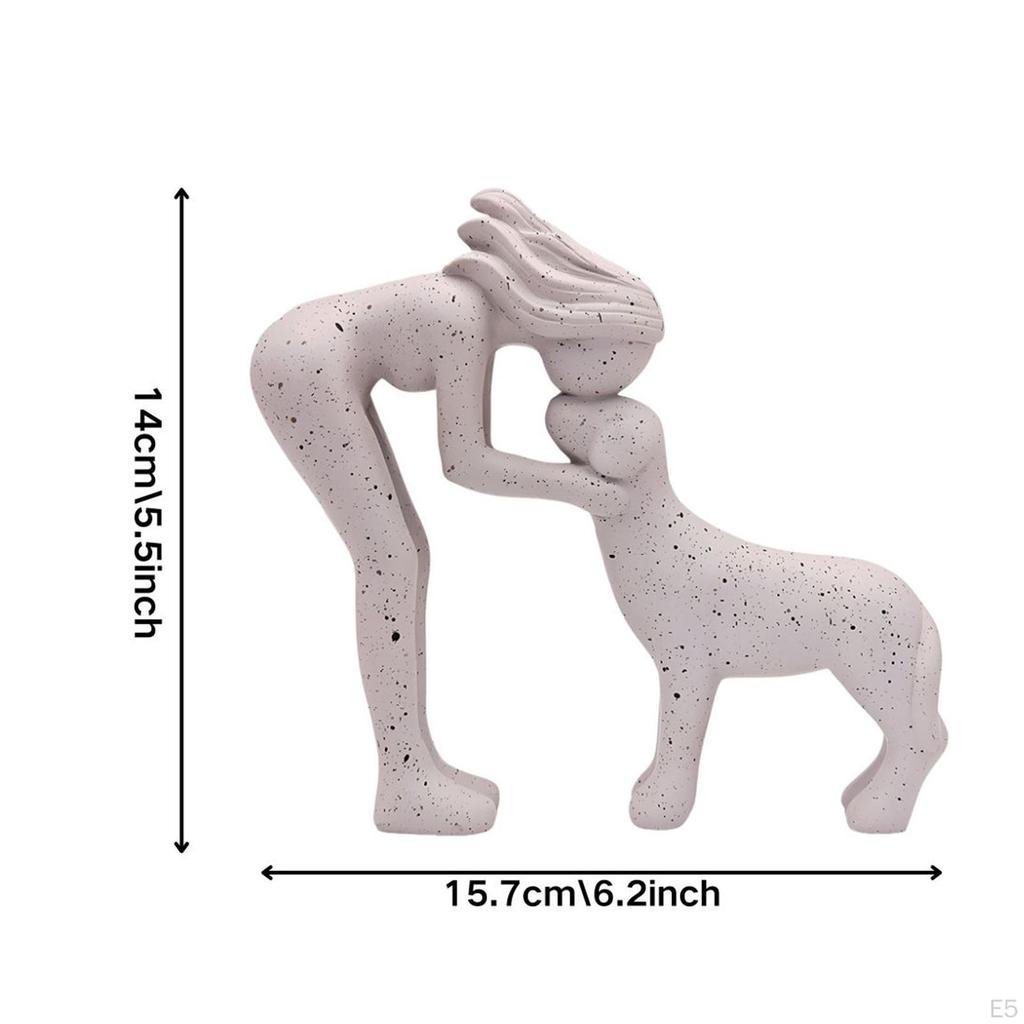 Women and Dog Statue Decoration 15.7x14cm Memory Gifts Sculpture for Tabletop