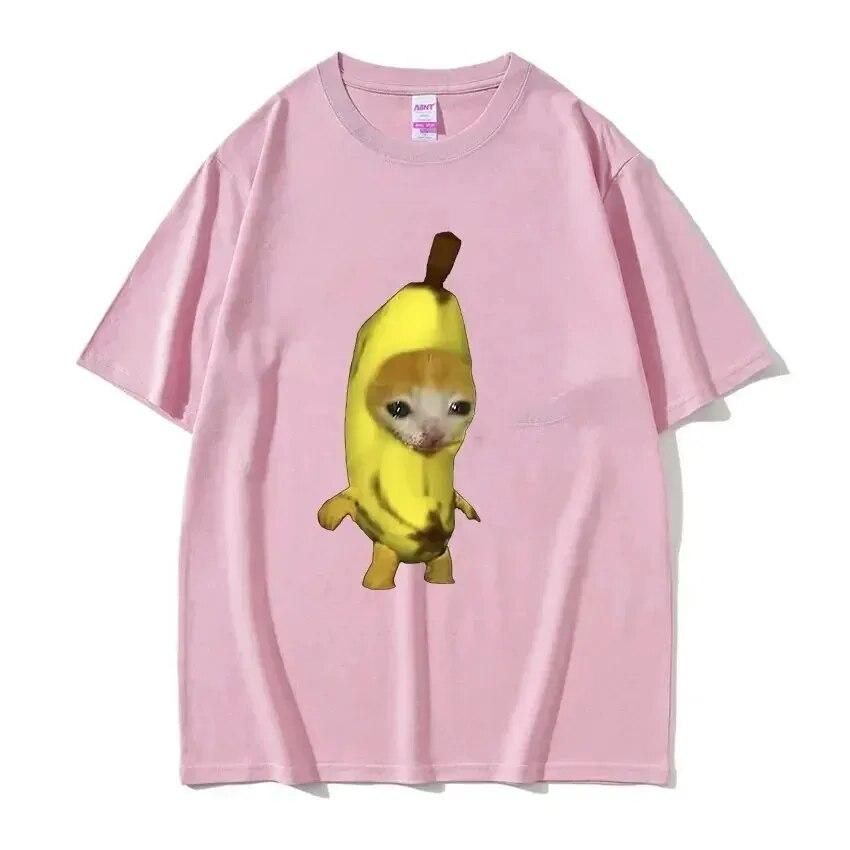 Funny Cute Banana Cat Happy Bananacat Meme Tshirt Unisex Women T-Shirt Cotton Streetwear Short Sleeve T Shirt Tee Clothes