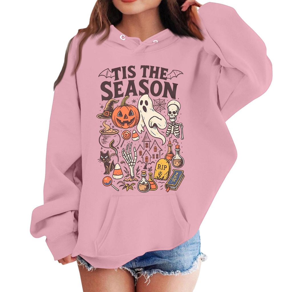 Kids Halloween Print Loose Fit Hoodie Pullover Sweatshirt for Casual Wear