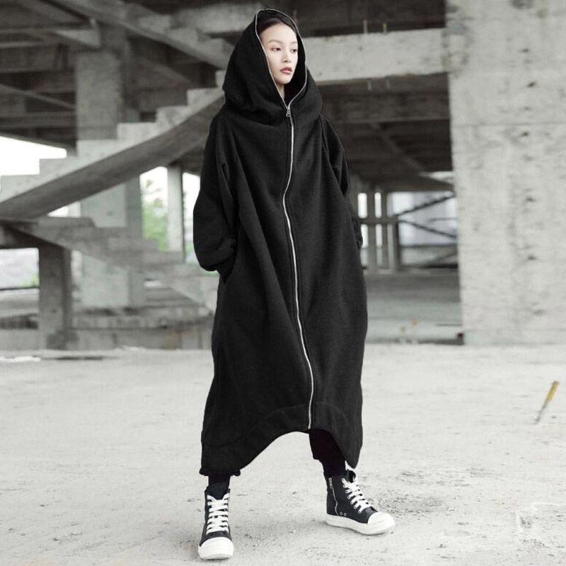 Herbst/Winter 2023 Langer Streetstyle-Reißverschluss-Hoodie mit Samtfutter