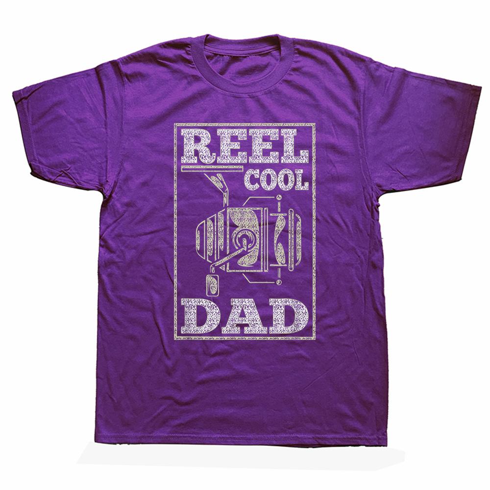Reel Cool Dad Fishing Daddy Father's Day T-Shirt Short Sleeve Humor Streetwear Tee Loose Fit Clothing for Unisex