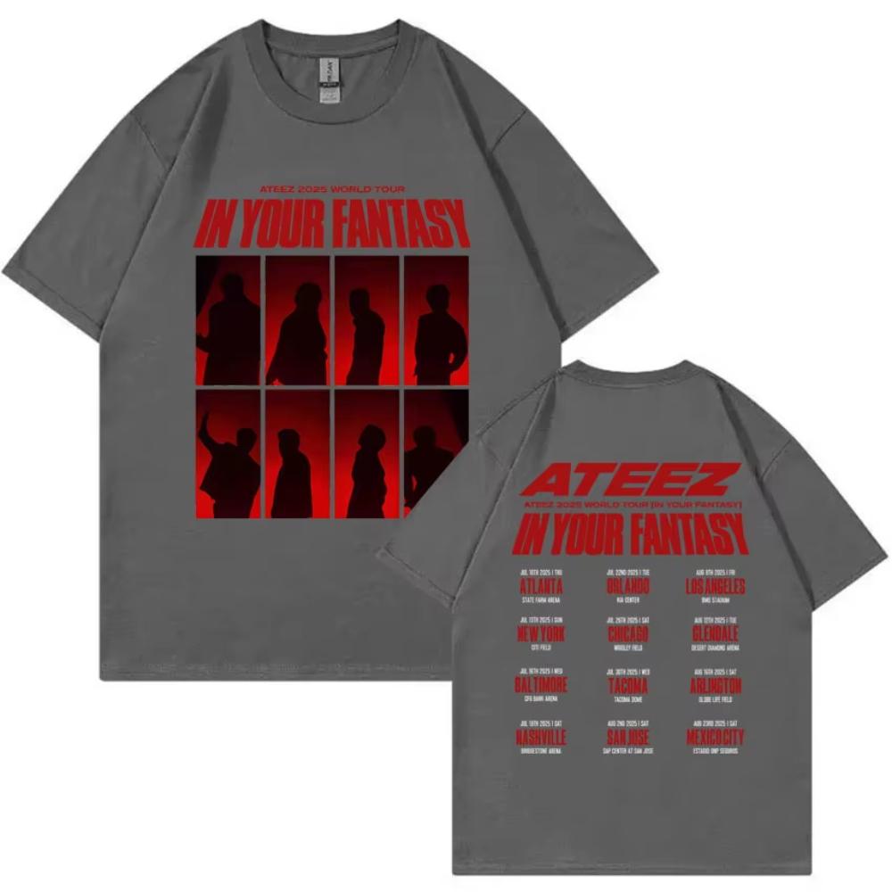 ATEEZ In Your Fantasy 2025 World Tour Tshirt Unisex Oversized Tshirts Men Womens Korean Fashion Trend T Shirts Kpop Streetwear