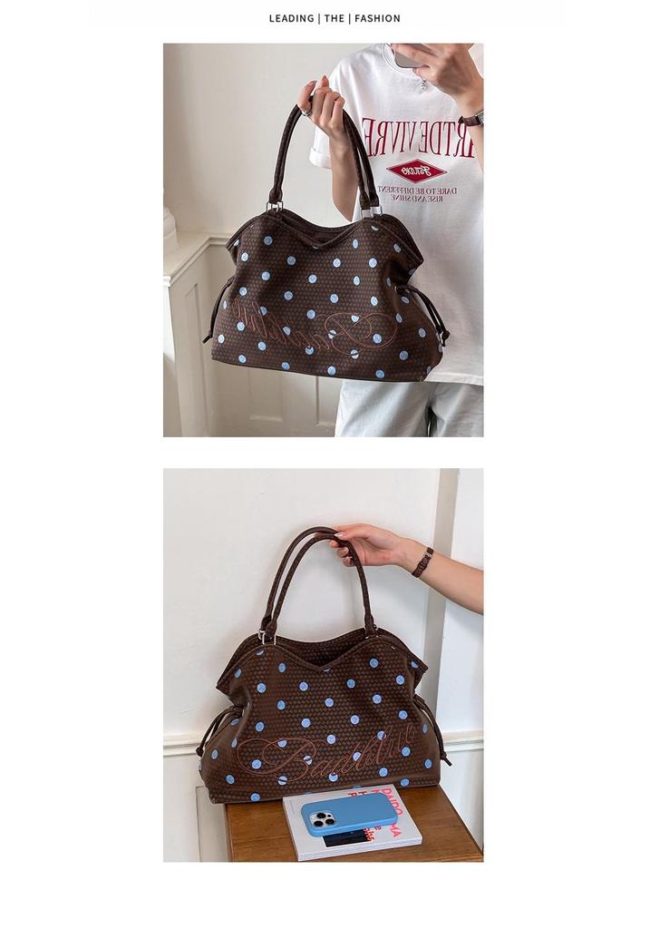 2026 Korean Fashion Polka Dot Large Capacity Ballet Style Tote & Shoulder Bag
