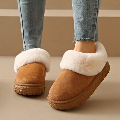 Außenhandel neue Plüsch verdickte Wolle halbe Schale Baumwollschuhe Damen grenzüberschreitend Wildleder warm große Größe Plüsch Baumwollschuhe