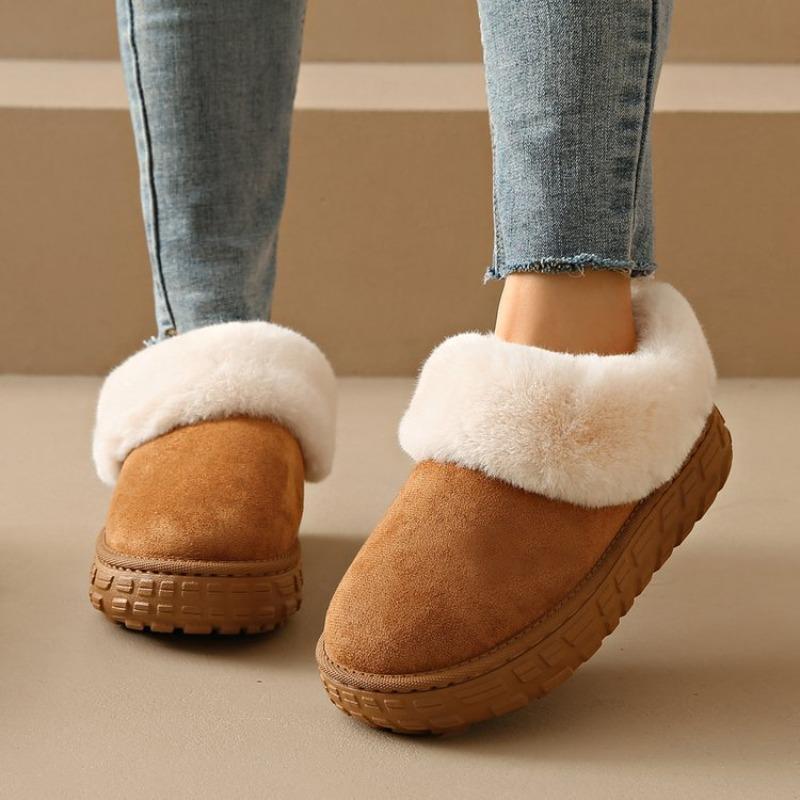 Foreign trade new plush thickened wool half tray cotton shoes women's cross-border suede warm large size plush cotton shoes