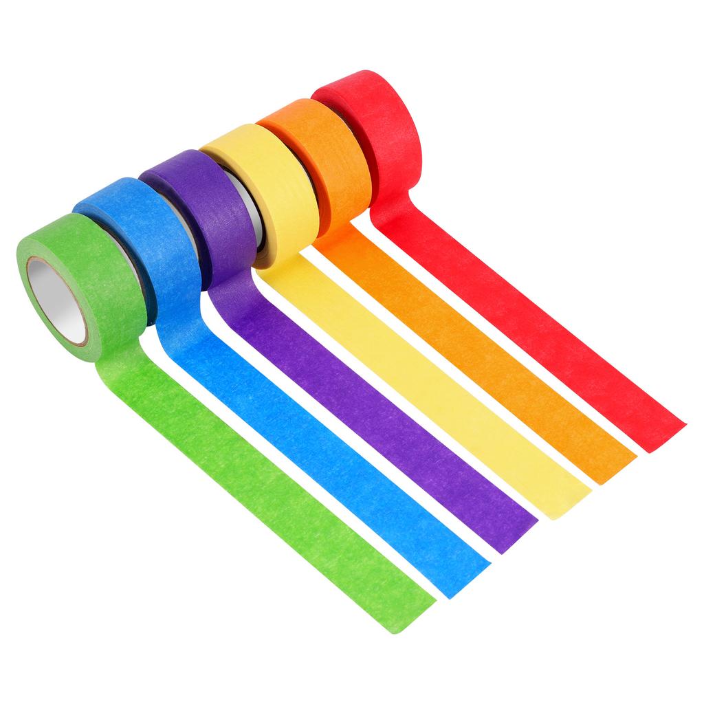 A84E-Colored Masking Tape,Colored Painters Tape For Arts And Crafts, Labeling Or Coding - 6 Different Color Rolls - Masking Tape