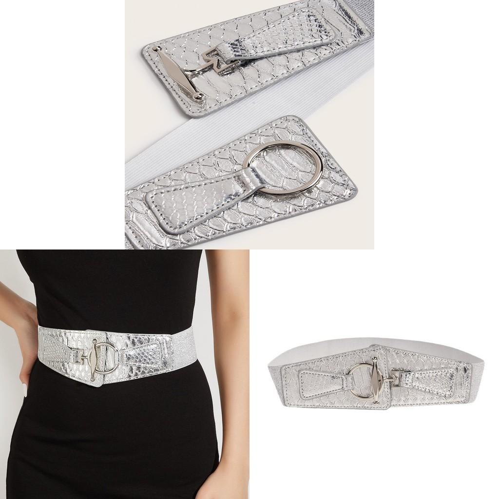 Stylish Faux Leather Waist Belt For Women With Elastic Band Wide Decorative Belt For Dress
