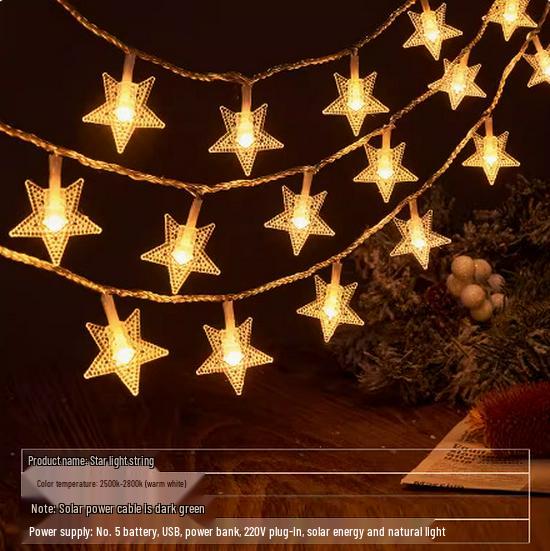 LED Solar String Lights: Outdoor Camping & Courtyard Tent Decor with Colored Bulb
