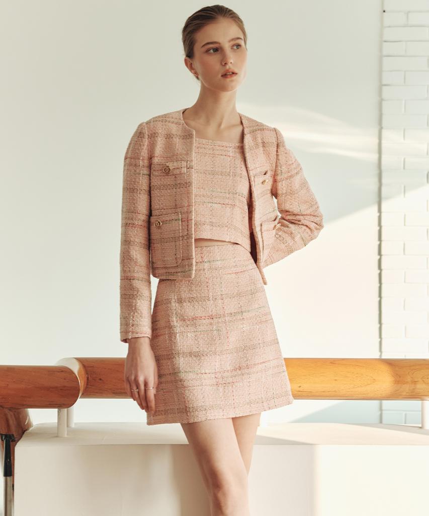 ZEROSTREET Rosé Tweed Skirt / Pink