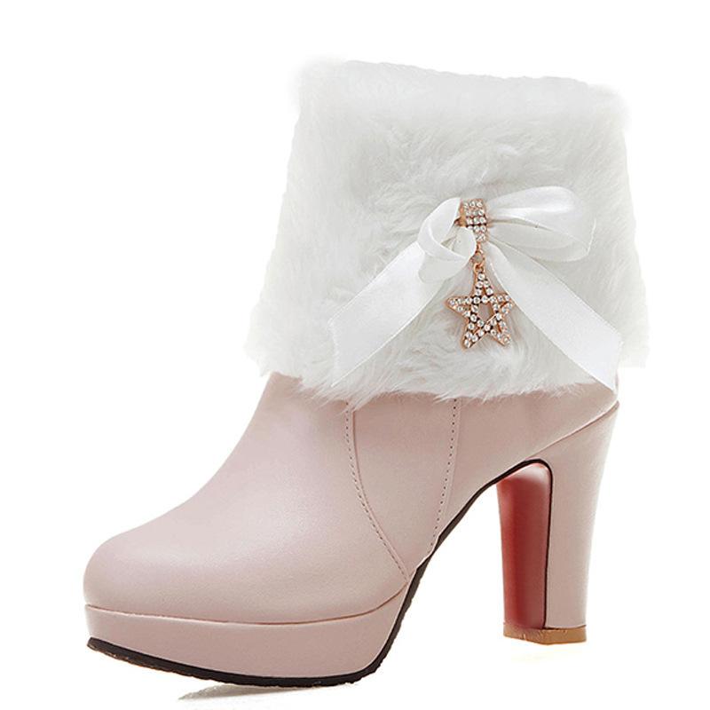 Batai moteriški rudens ir žiemos nauji trumpi batai Europos ir Amerikos vandeniui atsparus padelis aukšti kulniukai moteriški batai didelio dydžio moteriški batai