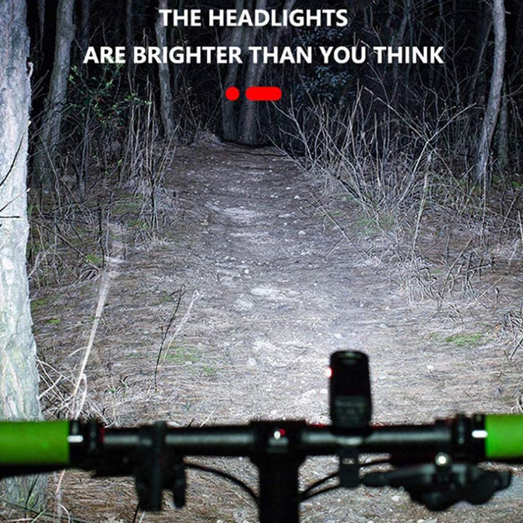 USB Rechargeable Bike Light Set with Power Display 6 Lighting Modes Waterproof Bike Headlight Taillight for Cycling