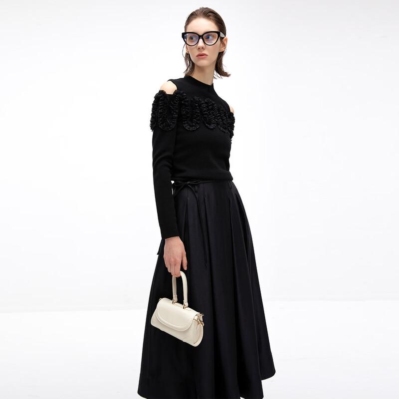 Women's Ruffle Trim Off-Shoulder Knit Pullover