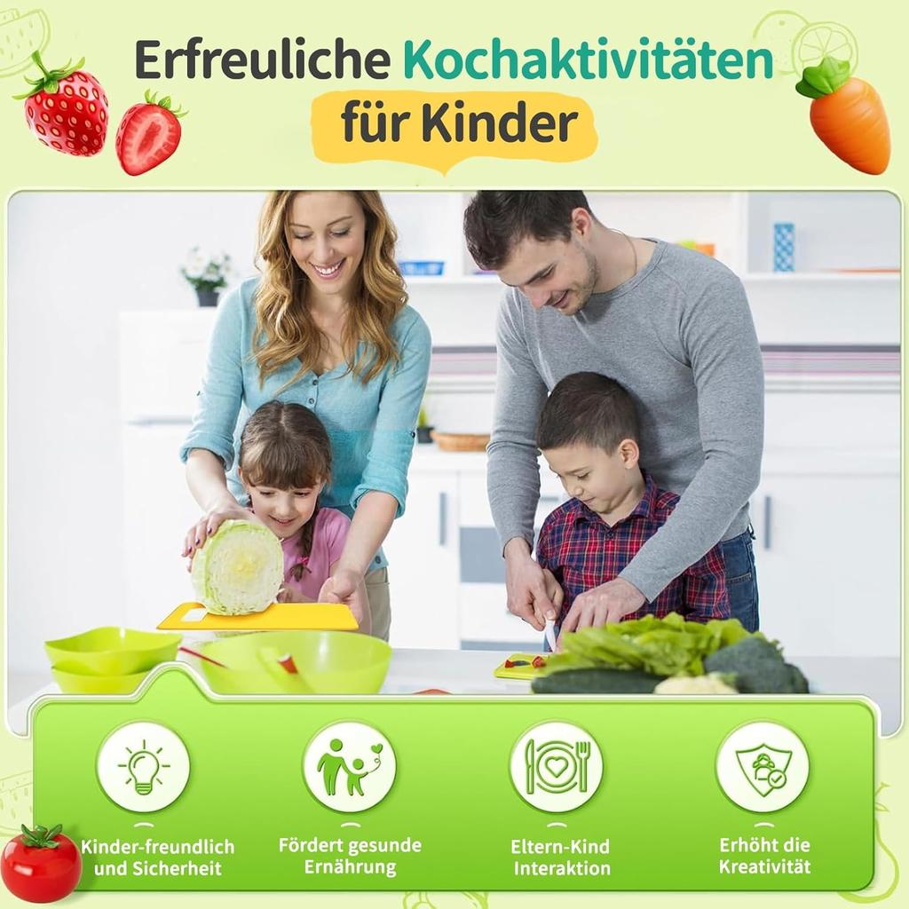 Children's Knife - 17-Piece Children's Safety Kitchen Knife for Real Cooking with Vegetable Cookie Cutters,Chopping Board Etc. Knife for Children