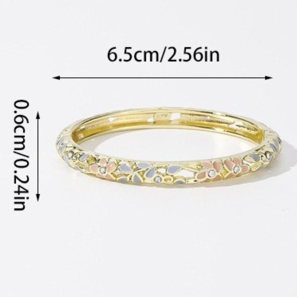 Traditional Flower Crystal Bangle Colorful Women's Hand Bracelet Vintage Cloisonne Bangle Ladies