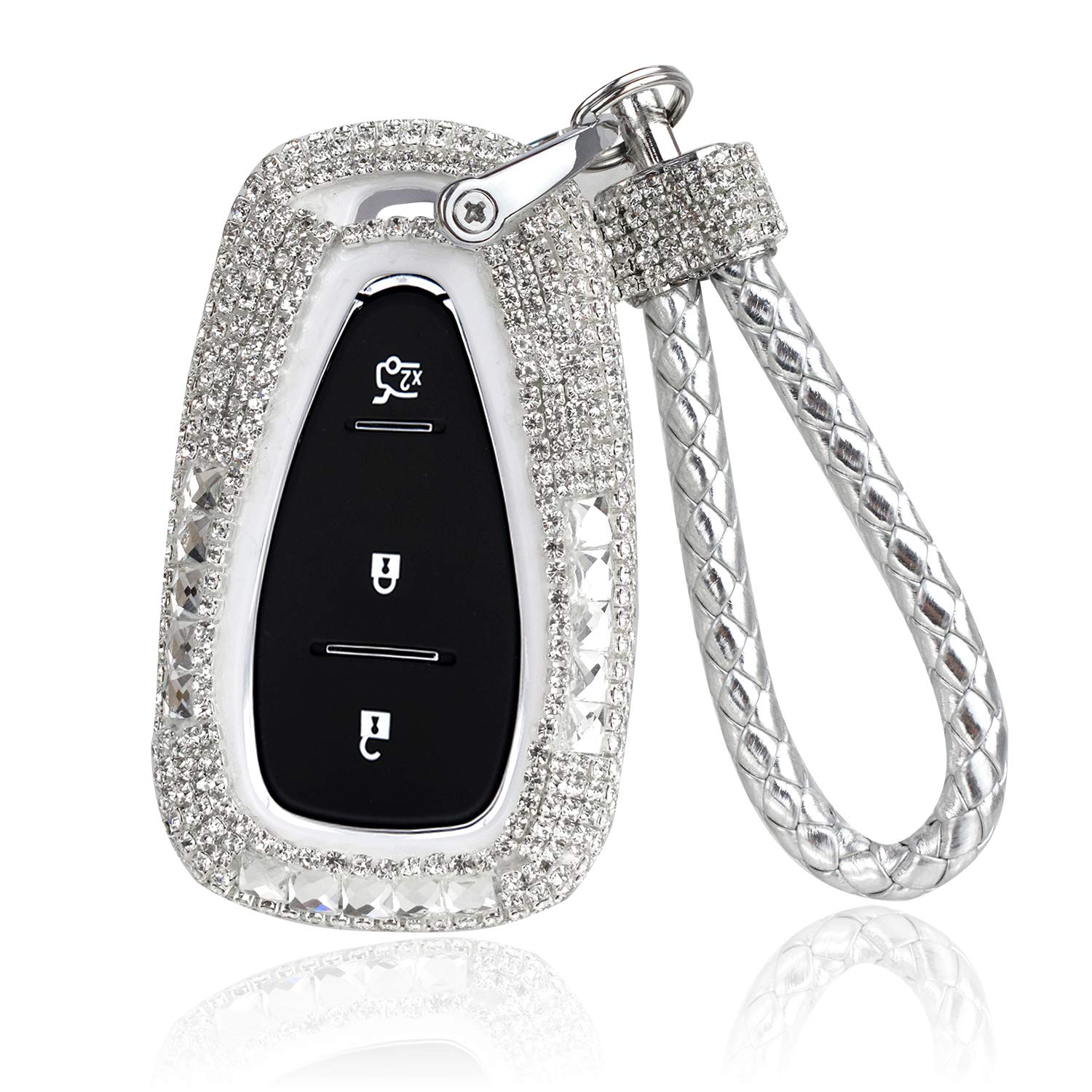 

PGTOPONE Чехол-брелок для ключей Chevrolet Luxury Bling со стразами, хрусталем и бриллиантами 2XL серебряный