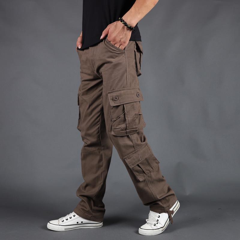 Men's Outdoor Multi-Pocket Loose Cargo Pants - Plus Size Cotton Straight Leg