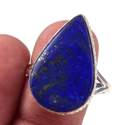 Natural Lapis Lazuli Gemstone Handmade 925 Solid Sterling Silver Ring S.10 V0n85