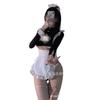 Sexy lingerie sexy cute maid outfit long sleeve dew RU hollow maid apron strap fungus edge pure desire wind