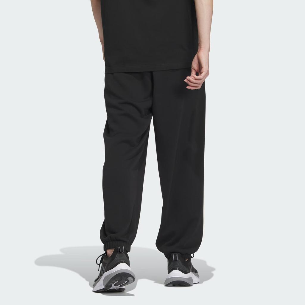 Adidas Logo Pants Solid Color Logo Thickened Cuffed Loose Knit Sports Pants Unisex Pants Black IV7589