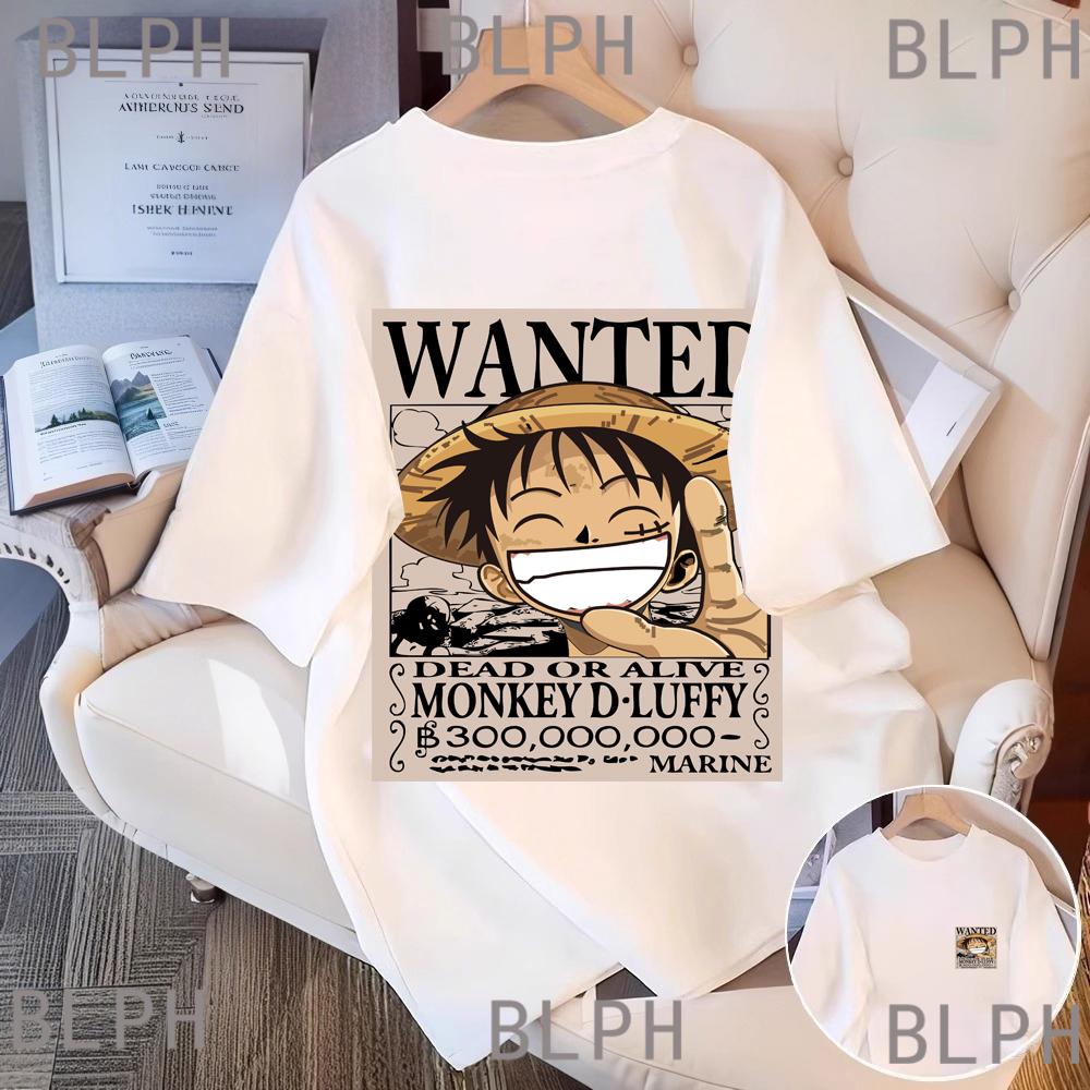 Monkey D Luffy Pure Cotton T Shirt Summer Short Sleeve Streetwear Hip Hop Casual Vintage