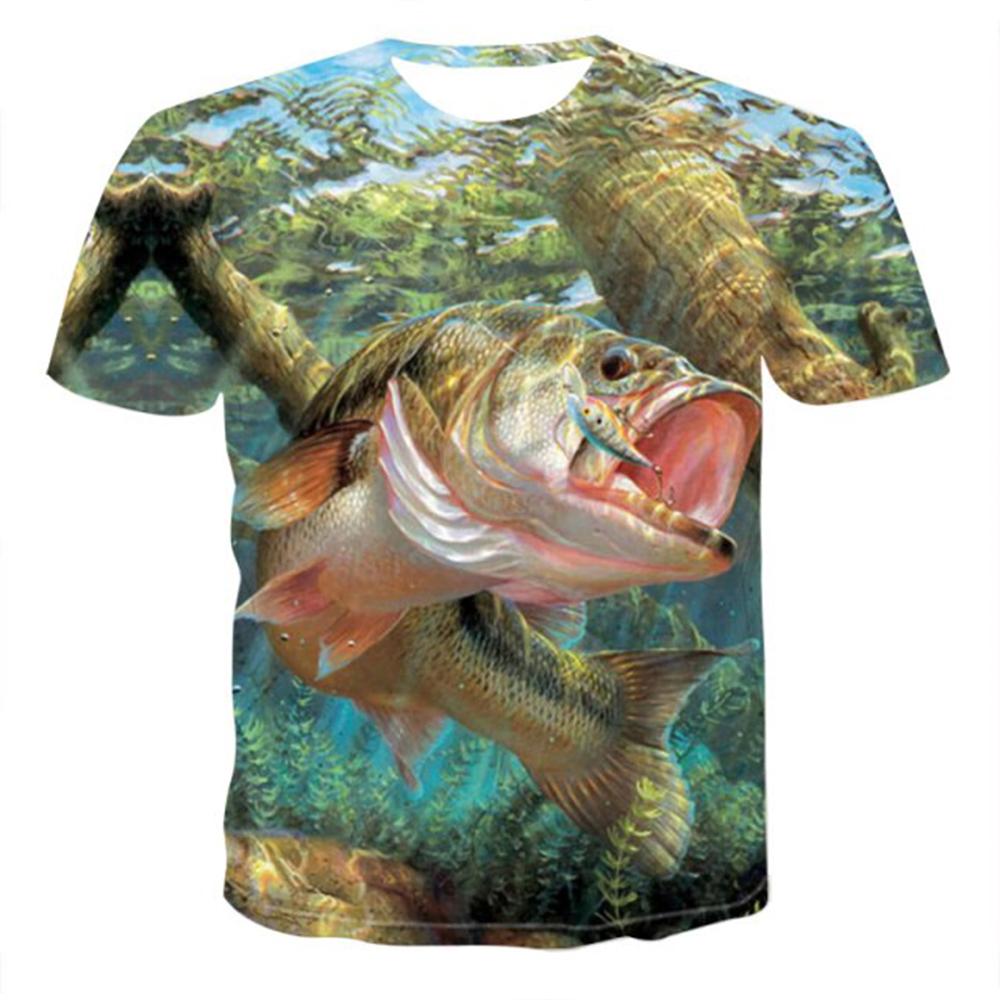 Men Vintage Fishing T Shirt 3d Print Casual Short Sleeve Loose Loose Tshirt For Men Sweatshirt Men's Top Clothing Outdoor Sports
