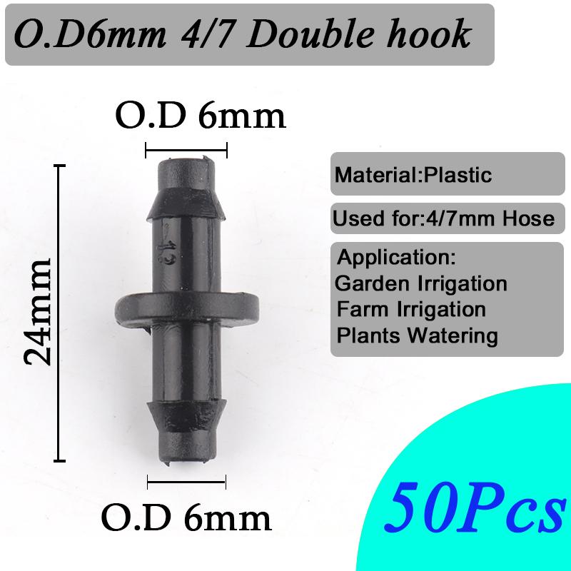 50~10Pcs Garden Water Connector 4/7mm 1/4'' Hose Barb Straight Connectors Micro Irrigation Sprinkler Accessories Watering Tools