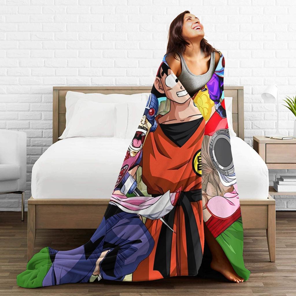 DBZ Goku Odyssey Fleece Throw Blankets Cartoon Blankets for Sofa Outdoor Lightweight Quilt,