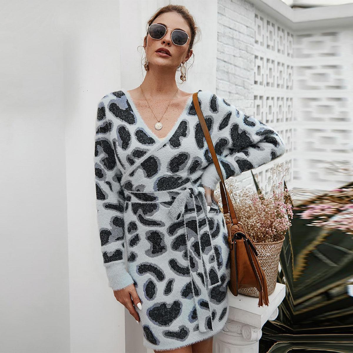 

Женское осенне-зимнее тонкое платье с длинным рукавом и регулируемой талией, поясом на бедре, однотонное, сладкое, трикотажное, S-XL L черный серый