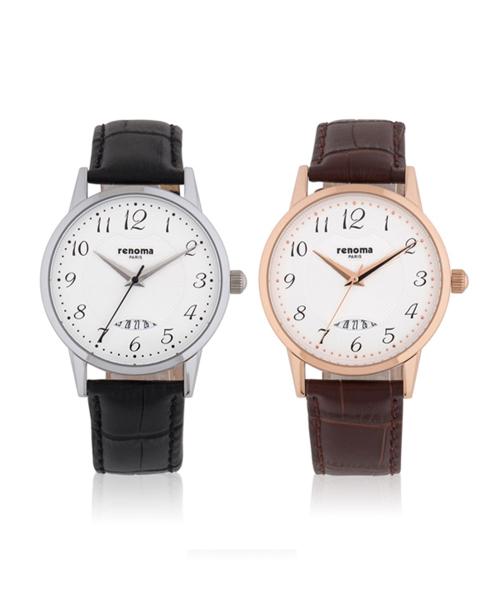 [RENOMA] RENOMA Men s Date Display Arabic Numerals Leather Watch RE5470M WBK